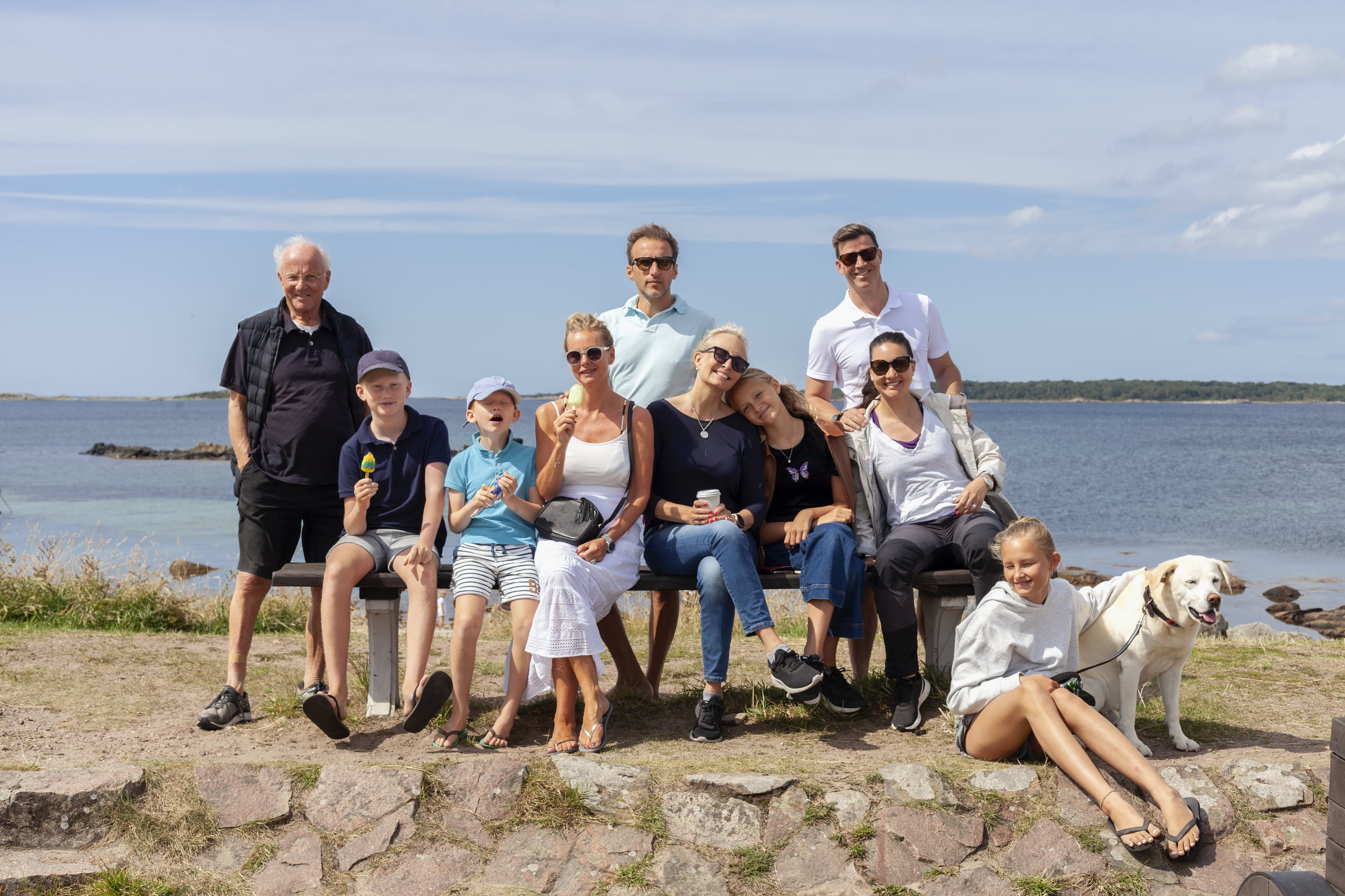 Storfamilie på stranden